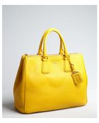 Prada Sunflower Grained Leather Double Zip Satchel - Lyst