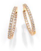 Roberto Coin Diamond 18k Rose Gold Hoop Earrings8 - Lyst