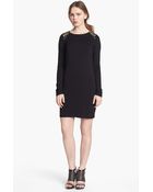 Vince Camuto Embellished Shoulder Long Sleeve Dress - Lyst