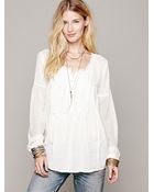 Free People Ruffle Pintuck Top - Lyst