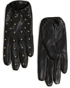 Mango Studded Short Leather Gloves - Lyst
