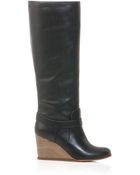 Maison Martin Margiela Kneehigh Wedge Heel Leather Boots - Lyst