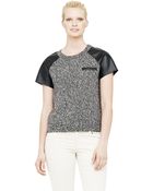 Club Monaco Samira Leather Sleeve Sweater - Lyst