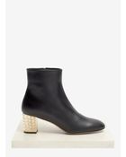 Valentino Studded Heel Leather Boots - Lyst