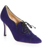 Manolo Blahnik Timuzin Suede Laceup Ankle Boots - Lyst