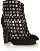 Alaïa Studded Cutout Suede Ankle Boots - Lyst
