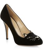 Charlotte Olympia Kitty 110 Velvet Pump - Lyst