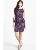 Eliza J Lace Peplum Sheath Dress - Lyst