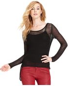 Guess Top Longsleeve Scoopneck Chevronknit - Lyst