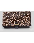 Lanvin Swag Leopard Calf Hair Foldover Clutch Bag - Lyst