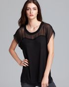 La't By L'agence Lat By Lagence Blouse Sheer Yoke - Lyst