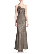 David Meister Strapless Jacquard Bowdetail Gown - Lyst