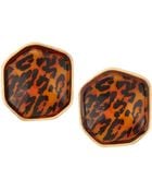 Kenneth Jay Lane Leopardprint Button Clip Earrings - Lyst
