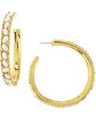 Kenneth Jay Lane Pearly Cabochon Large Hoop Earrings - Lyst