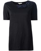 Tory Burch Bow Detail T-Shirt - Lyst