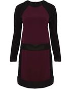 Victoria, Victoria Beckham Maroon Bicolour Crepe Dress - Lyst