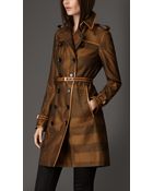 Burberry Long Check Cotton Trench Coat - Lyst