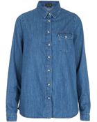 Topshop Moto Denim Oversize Shirt - Lyst