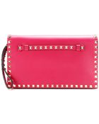 Valentino Rockstud Leather Clutch - Lyst