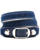 Balenciaga Studded Ponyskin Bracelet - Lyst