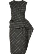 Lanvin Draped Plaid Wool Blend Dress - Lyst