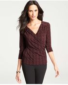 Ann Taylor Tweed Print Wrap Top - Lyst