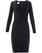 Hervé L. Leroux Ruched Wool Dress - Lyst