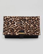 Lanvin Leopard Calf Hair Foldover Clutch Bag - Lyst