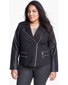 MICHAEL Michael Kors Knit Faux Leather Moto Jacket - Lyst