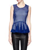 Alexander McQueen Floral Lace Peplum Top - Lyst