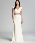Badgley Mischka Wrap Top Gown Cap Sleeve - Lyst