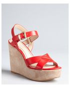 Pour La Victoire Cherry Leather And Suede 'Lysa' Wedge Sandals - Lyst