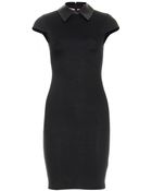 Alice + Olivia Evet Leather-Trimmed Jersey Dress - Lyst