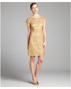 Kay Unger Gold Sequined Lace Party Dress - Lyst