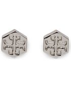 Tory Burch Hexagon Logo Stud Earrings - Lyst