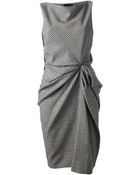 Lanvin Gathered Checked Dress - Lyst