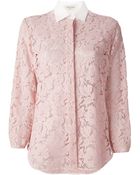 Valentino Cotton Blend Lace Detail Shirt - Lyst