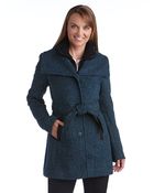 Marc New York Andrew Marc Knit Collar Zip Front Coat - Lyst