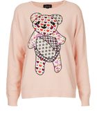 Topshop Knitted Teddy Motif Jumper - Lyst