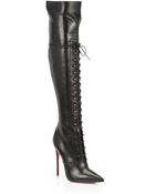 Christian Louboutin Mado Leather Lace-up Over the knee Boots - Lyst