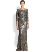 Tadashi Shoji Sequined Lace Gown - Lyst