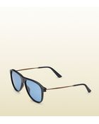 Gucci Blue Matt Aviator Sunglasses - Lyst