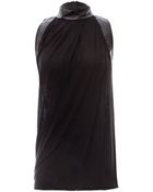 Helmut Lang Schema Jersey Top with Leather Trim - Lyst
