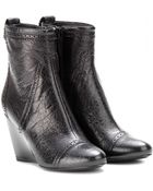 Balenciaga Leather Wedge Brogue Ankle Boots - Lyst