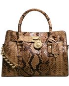 Michael Kors Hamilton East West Python Satchel - Lyst