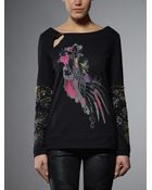 Patrizia Pepe Long Sleeve Sweatshirt With Embroidery - Lyst
