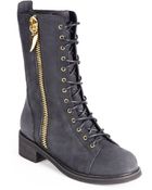 Giuseppe Zanotti Ziptrimmed Leather Laceup Combat Boots - Lyst