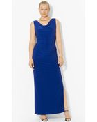 Lauren by Ralph Lauren Draped Neck Jersey Gown - Lyst