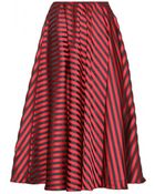 Miu Miu Striped Satin-Twill Midi Skirt - Lyst