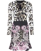 Roberto Cavalli Printed Crepe Dress - Lyst